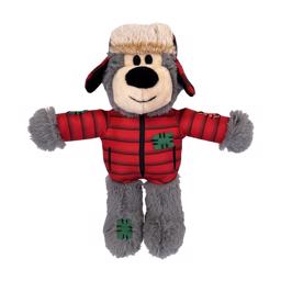 KONG Holiday Wild Knots Bear Grå nallebjörn i röd juloutfit Limited Edition